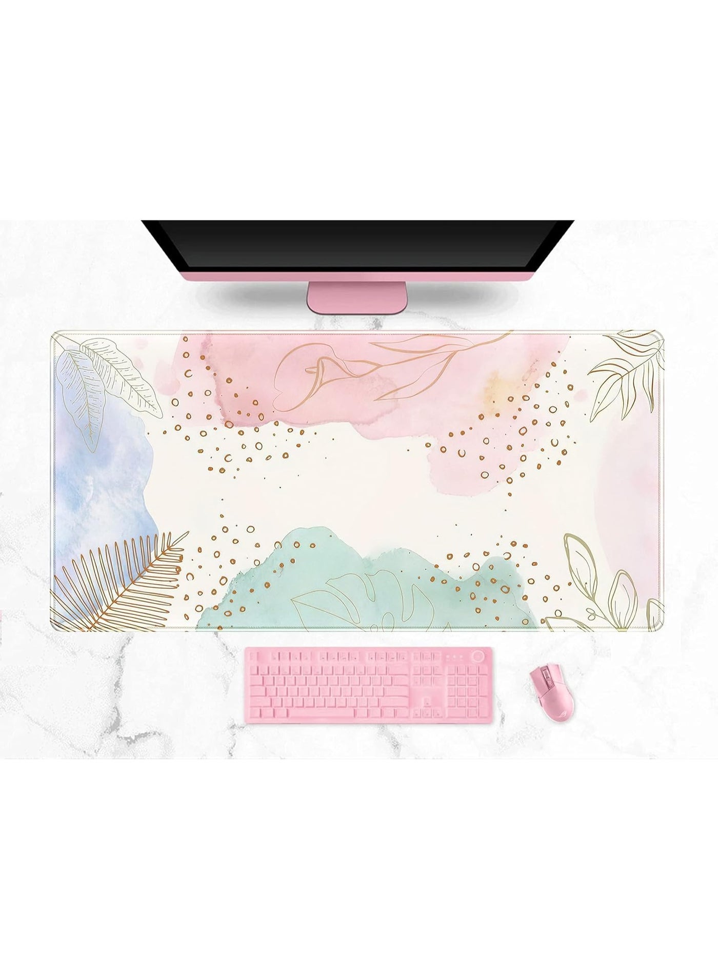 Boho Pastel Mouse Pad, XXL Extended Desk Mat, Non-Slip…