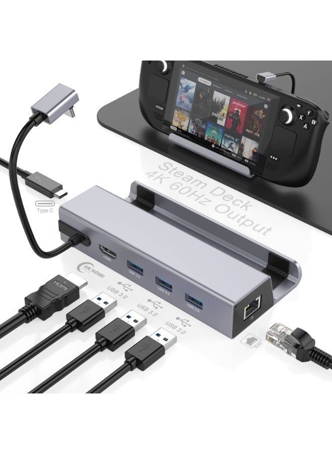 Compare 6in1 Steam Deck Docking Station with 4K@60Hz HDMI, Gigabit Ethernet, 3 USB 3.0 Ports & 100W USBC PD Charging, Aluminum Alloy Hub for Steam Deck, ROG Ally, Tablets, Mobile Devices at KSA Price