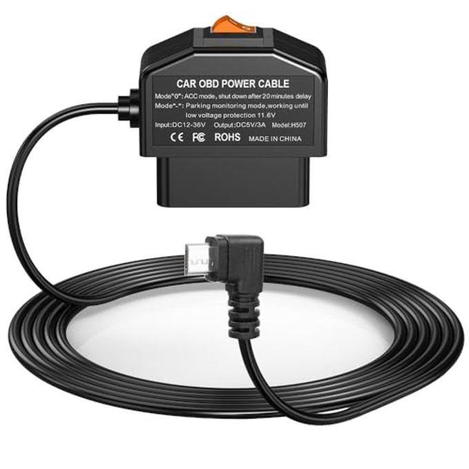 Compare Dash Cam Obd Hardwire Kit, Micro Usb Hardwire Kit With Obd Power Cable For Dashcam 1224V To 5V3A With Low Voltage Protection 24H Parking SurveillanceAcc Mode For Dashcam, Gps Or Radar at KSA Price
