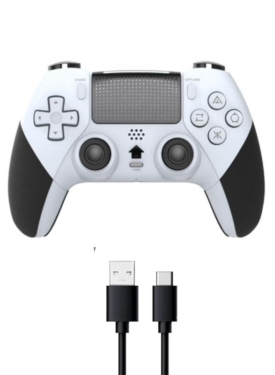 Compare Wireless Game Controller Compatible with P4, Builtin 800mAh Rechargeable Battery, Dual Shock, 6Axis Motion Control Turbo White & Black at KSA Price