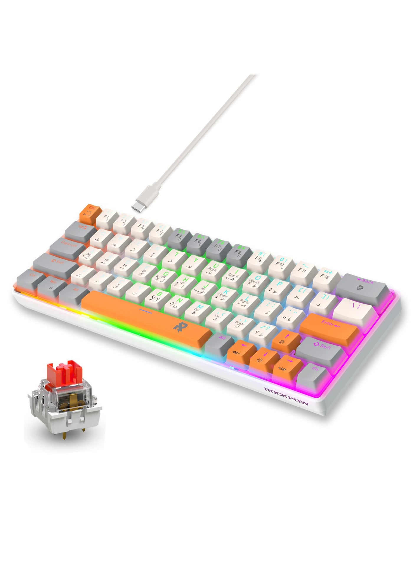 ROCK POW 60% Arabic English Mechanical Gaming…