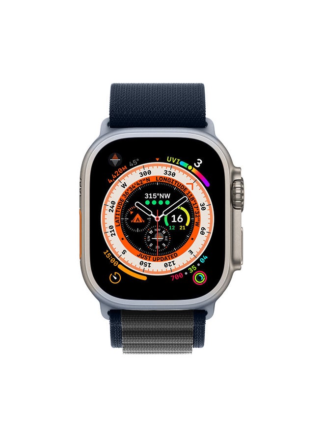 Compare Watch Ultra Smartwatch with Rugged Titanium Case and Alpine Loop 49mm Fitness Tracker Precision GPS Action Button Extra Long Battery Life with Blue Alpine Loop Band at KSA Price