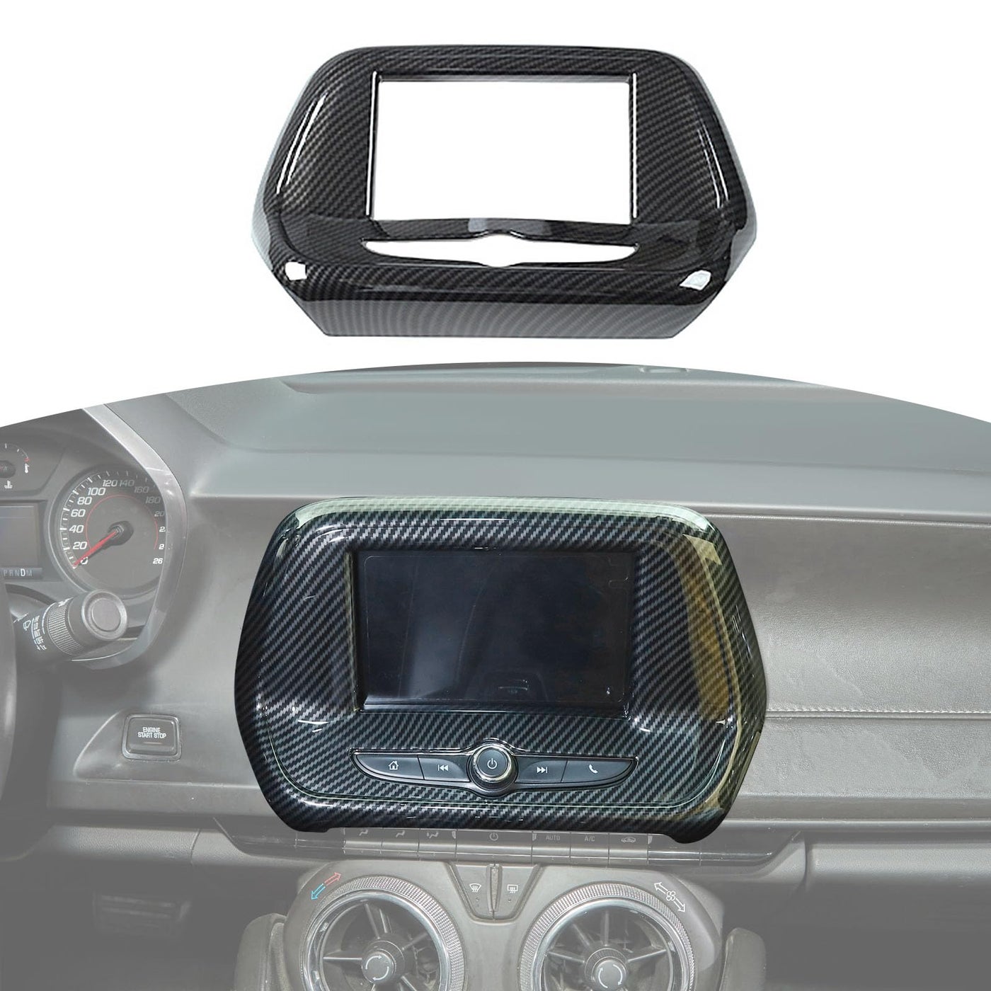 Compare RTTCZ for Camaro Radio 7 Display Screen Trim Cover for Chevy Camaro 2017 up Black ABS Carbon Fiber Interior Accessories 7 Display Screen Version at KSA Price