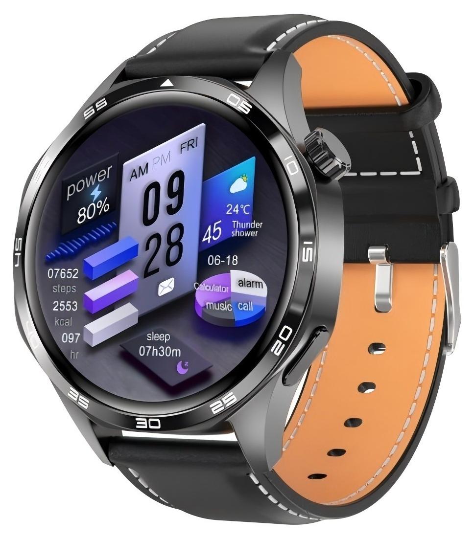 Compare smart watch GT5  with Bluetooth calling function answermake calls, fitness tracking watch with sleep monitoring function, suitable for iPhoneAndroid, IP67 waterproof leather black at KSA Price