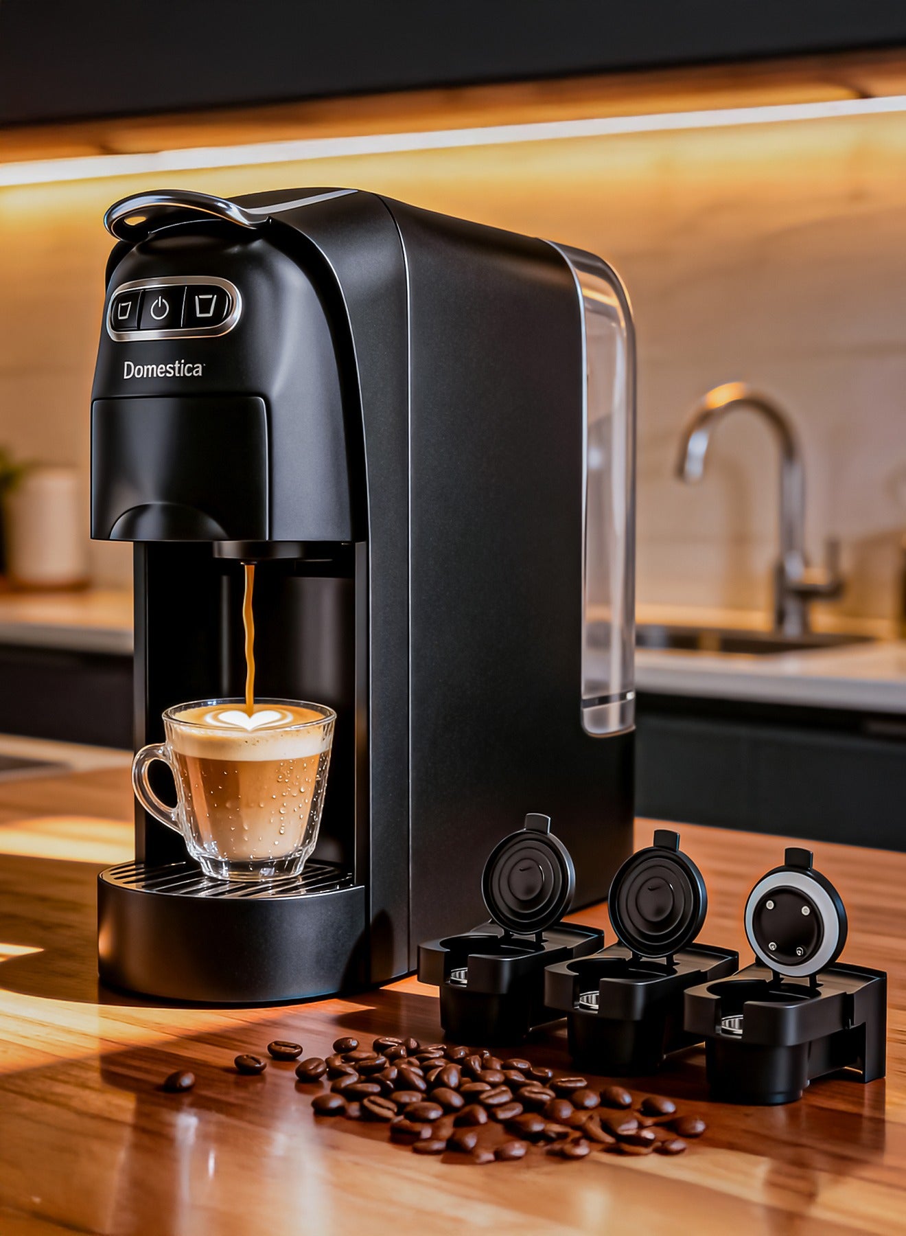 Compare Domestica Brewcraft 3in1 Multi Capsule Espresso Coffee Machine, Pod Coffee Machine with 600ML Detachable Water Tank | 1400W Fast Brew Capsule Coffee Machine with 20 Bar High Pressure | Coffee Maker for Home & Office at KSA Price