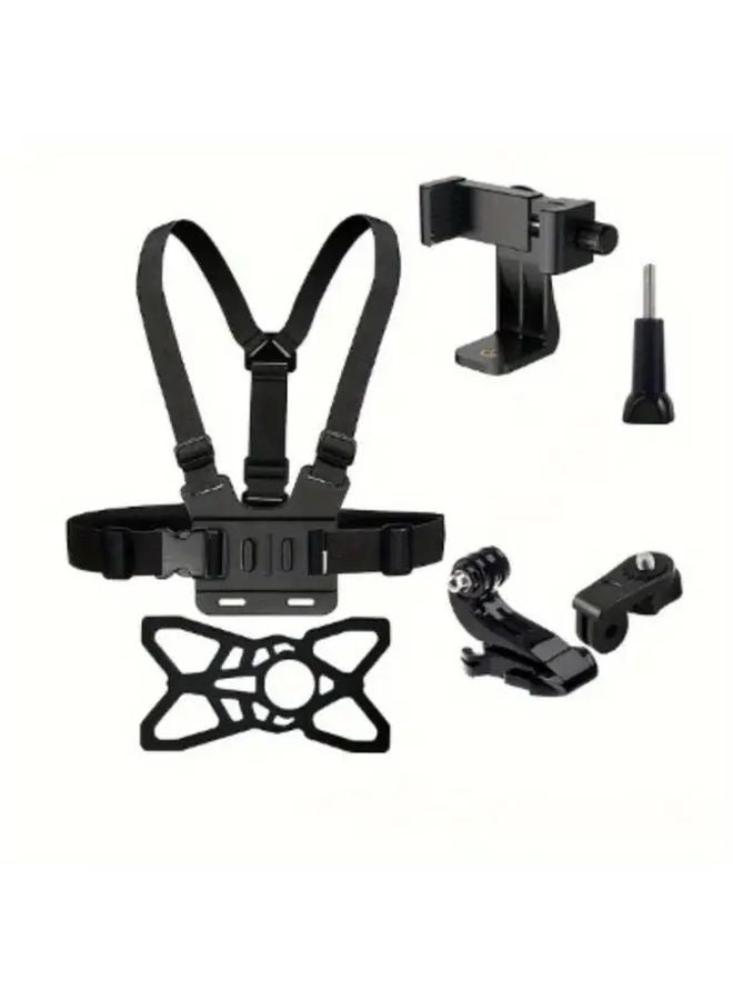 Compare 6in1 Set A Universal Phone Chest Strap Sports Camera Mount Adjustable Hero 13 12 11 Accessories at KSA Price