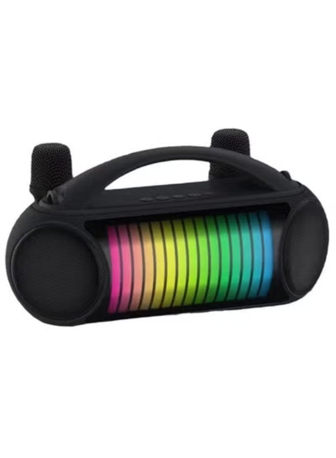Compare NR222 Portable Bluetooth Speaker with Dual Wireless Microphones – Rechargeable Karaoke Speaker with Deep Bass, LED Lights, USBTFAUX Support for Party, Travel & Outdoor Use at KSA Price