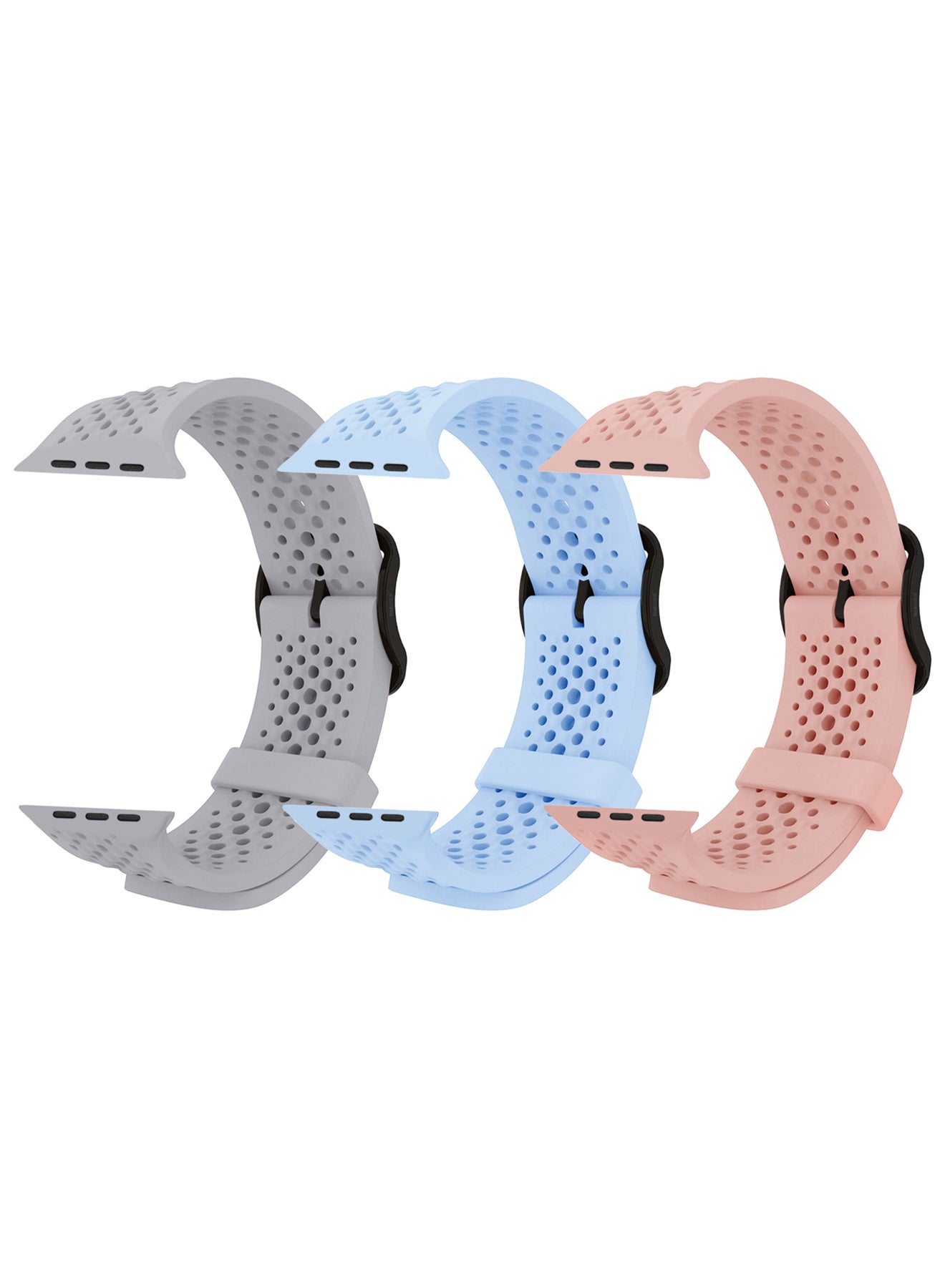 Compare 3Packs 49mm45mm44mm42mmSeries10 Sport Silicone Watch Band Compatible with Apple Watch Series 987654321 & SE – Breathable Soft Strap with Buckle Multicolour11 at KSA Price