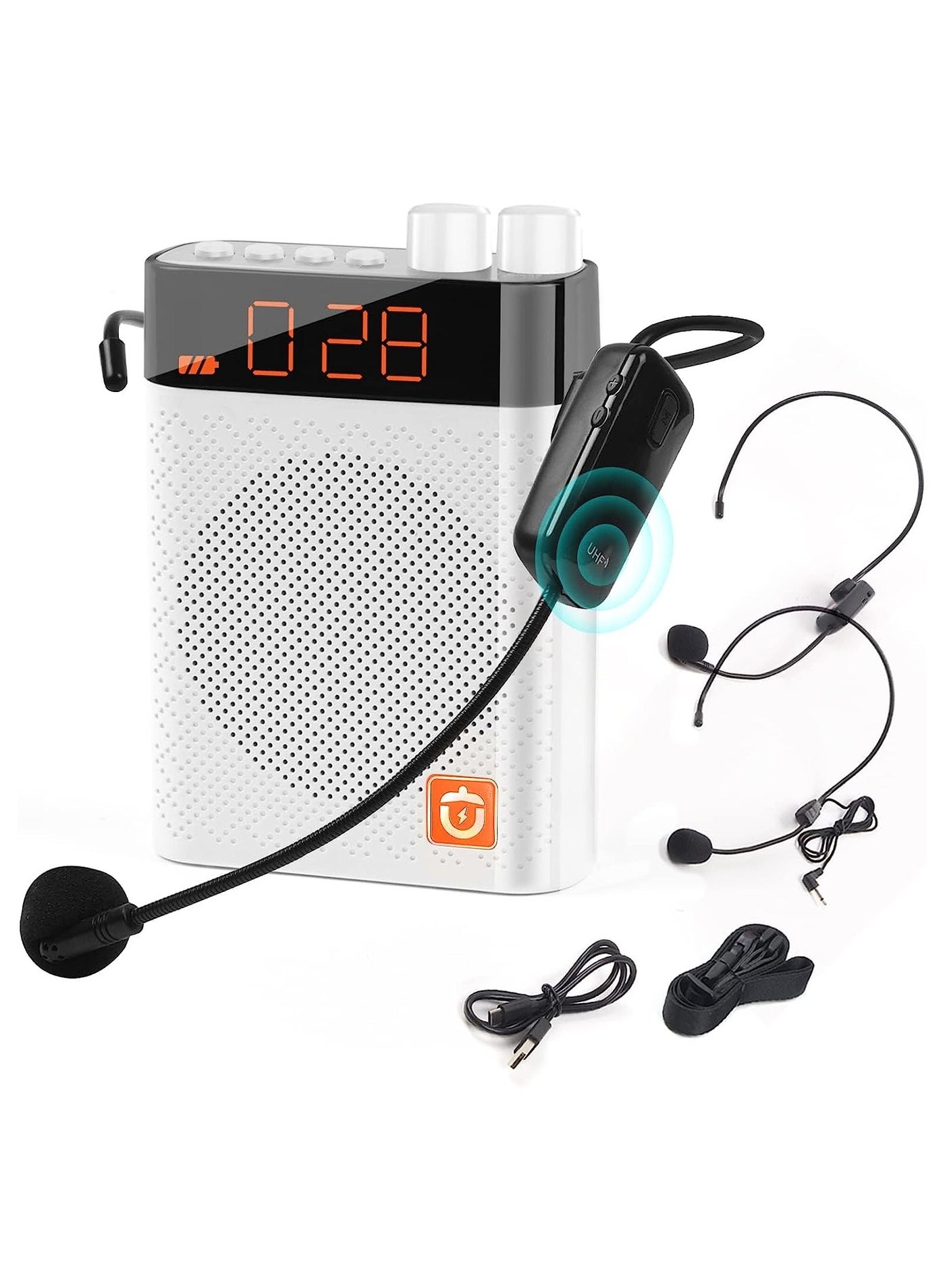 Voice Amplifier with UHF Wireless Microphone Headset,…