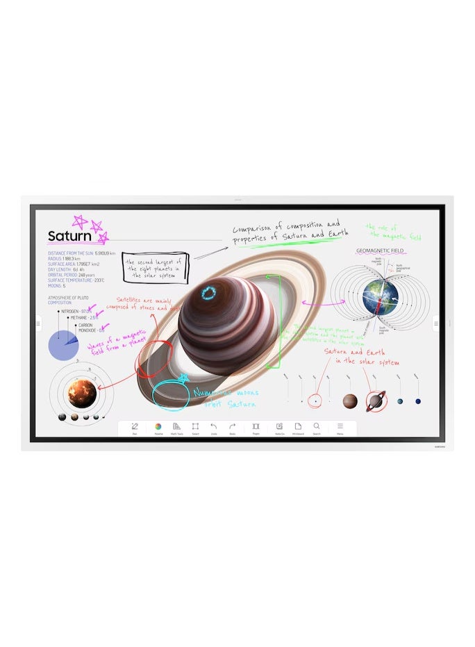 Compare Samsung Flip Pro WM55B 55inch interactive display with a 4K UHD 3840 x 2160 VA panel, 178° viewing angles, and 4000:1 contrast ratio. WM55B Black at KSA Price