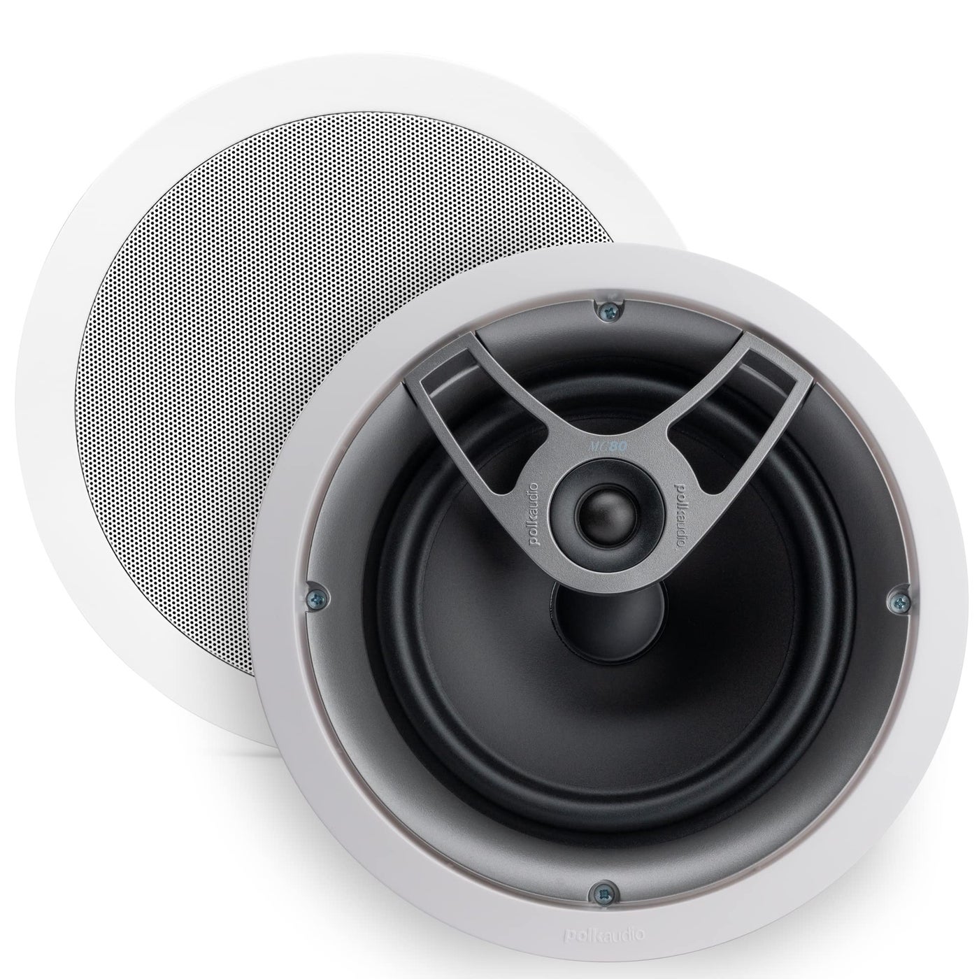 Compare Polk Audio MC80 2Way inCeiling 8 Speaker Single Dynamic Builtin Audio Perfect for Humid IndoorEnclosed Areas Bathrooms Kitchens Patios White at KSA Price