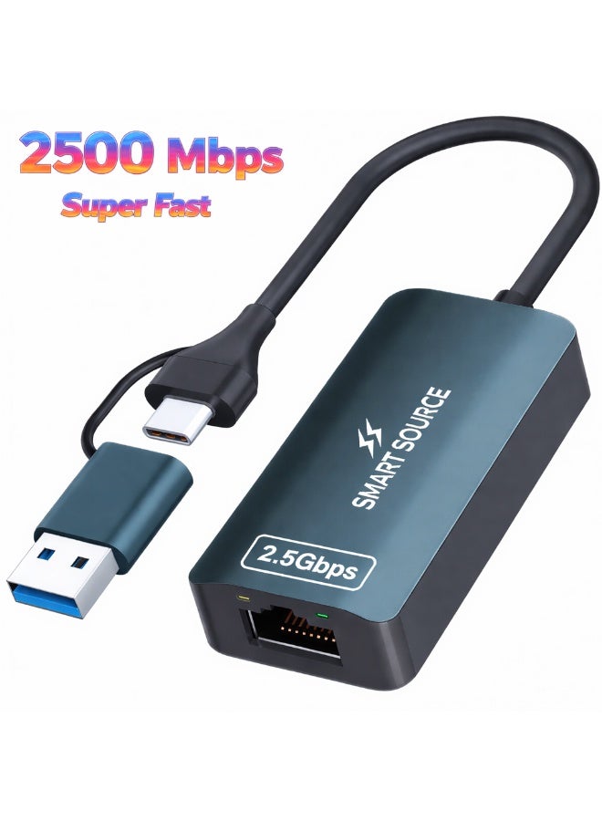 2.5Gbps USB-C & USB-A To Ethernet Adapter – 2-In-1…
