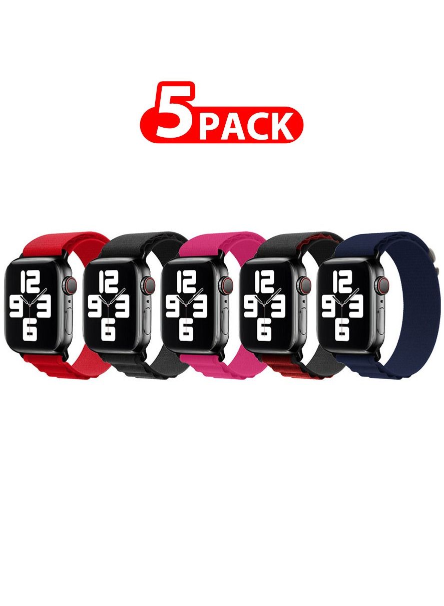 Compare 5 Pack Of Apple Watch Alpine Loop Band 38mm 40mm 41mm Women Men Adjustable with Metal GHook Strap for iWatch Series 7SE654321 Multicolour at KSA Price