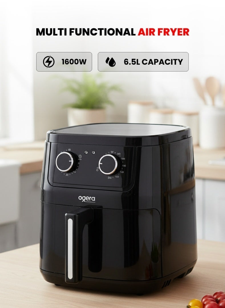 Compare 6.5L Air Fryer – Large Capacity 1600W Digital Air Fryer with NonStick Pot & Rack OG8502AF, OilFree Healthy Cooking, Adjustable Time & Temperature Control, 30Minute Timer, 2Year Warranty – Black at KSA Price