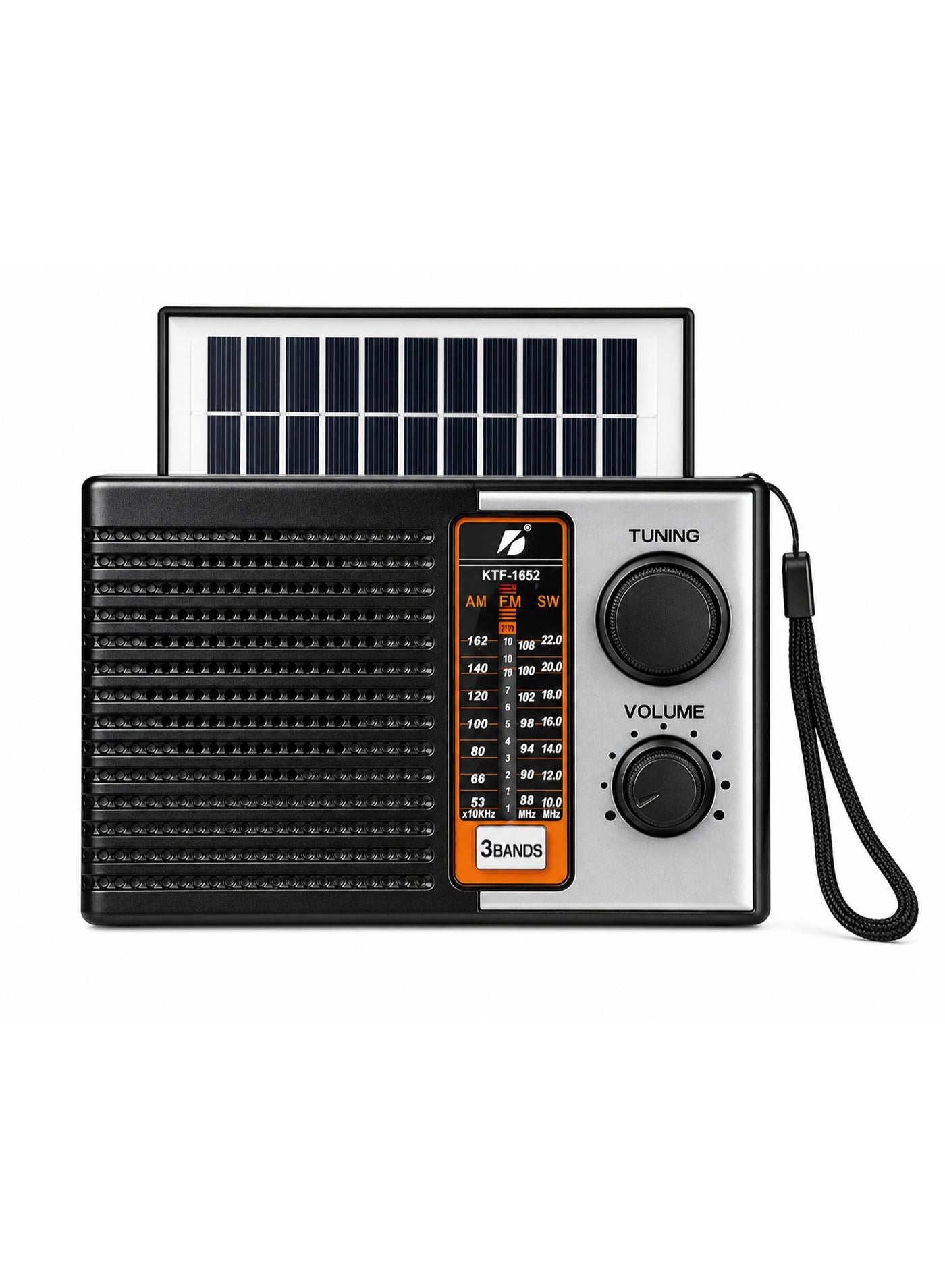 KTF-1652 Portable Solar Rechargeable 3 Band Radio,…