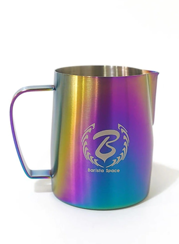 Compare Stainless Steel Milk Pitcher  450ml Capacity, Milk Jug Ideal for Latte Art, Easy Frothing and Pouring, Color – Rainbow. at KSA Price