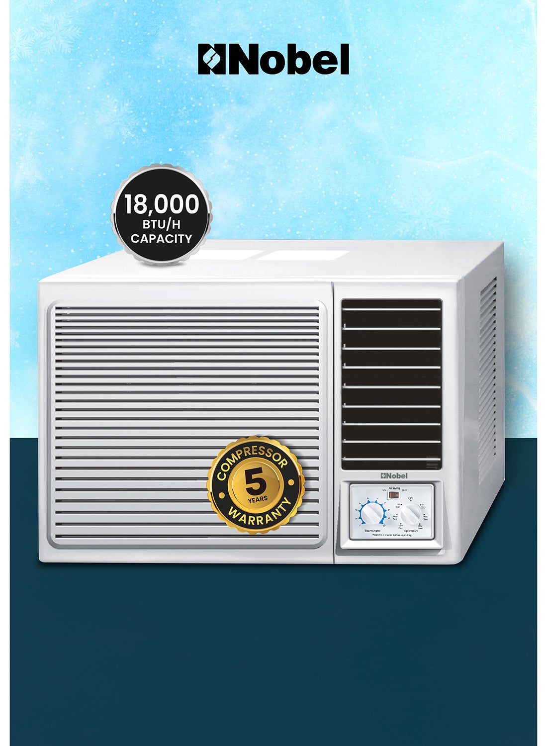 Compare Window Air Conditioner 1.5 Ton, 18000 BTUH, Cooling Only, Mechanical Control Type, 2925W Max Power Input, R410 Refrigerant, Rotary Compressor, Efficient Cooling Solution NWAC18C White at KSA Price