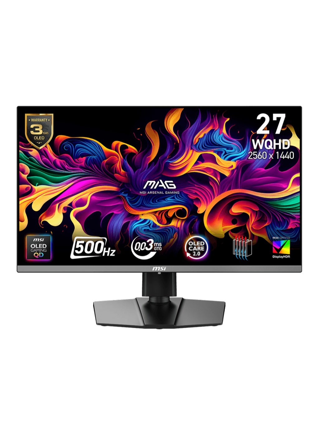 Compare MAG 272QP QDOLED X50 27 WQHD Gaming Monitor, 2560×1440, 500Hz, 0.03ms GtG, QDOLED Panel, DisplayHDR True Black 500, AMD FreeSync Premium Pro, HDMI 2.1, DisplayPort 1.4, USBC 15W PD, OLED Care 2.0 | 9S63CD79A032 at KSA Price