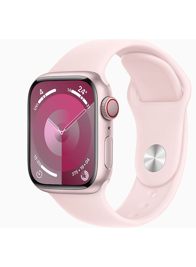 Compare Watch Series 9 GPS + Cellular 41mm Pink Aluminium Case With Light Pink Sport Band at KSA Price