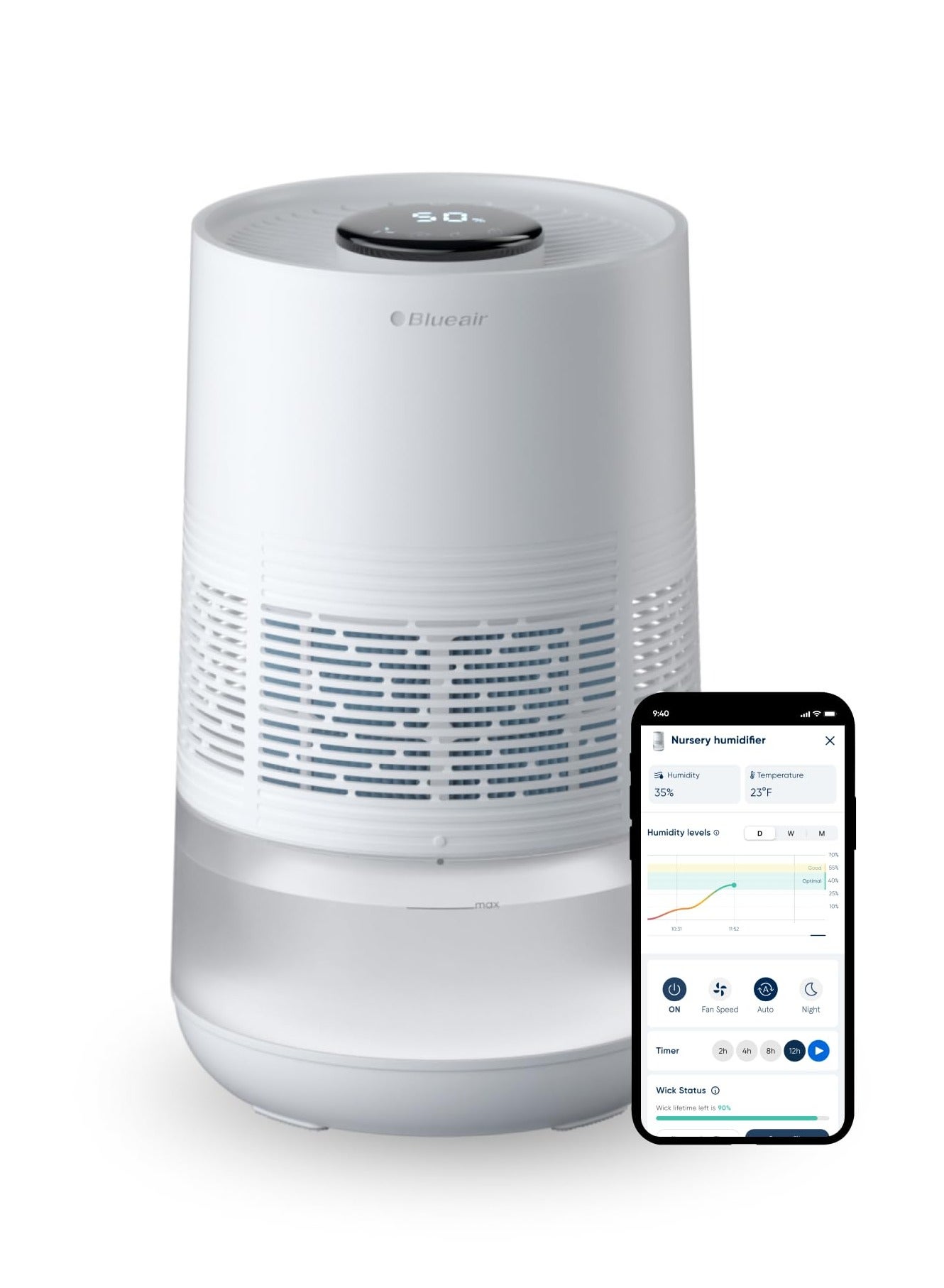 Compare InvisibleMist™ H35i Air Humidifier | 360° Design, Touchscreen Interface, Air and Water Purifier up to 48Hrs, Smart Filter Monitoring, for HomeOffice Use, Up to 500 sqf Room size  White at KSA Price