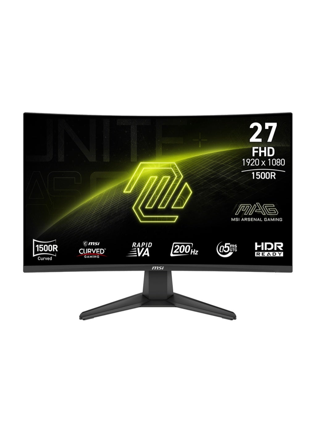 Compare MAG 276CF E20 27 Curved Gaming Monitor, 200Hz, 0.5ms, VA Panel, 1500R Curvature, AMD FreeSync, HDR Ready, 3000:1 Contrast, HDMI 2.0b & DP 1.2a, Tilt Adjustable, AntiFlicker, VESA Mount, Low Blue Light, Black | 9S63CE1 at KSA Price