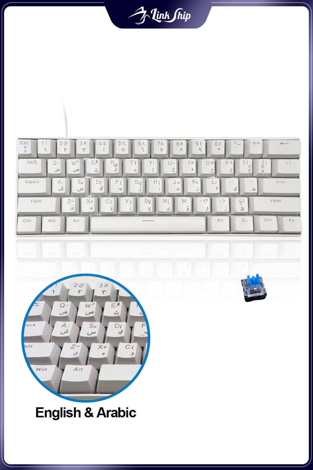 61 Keys Arabic-English Mechanical Gaming Keyboard,…