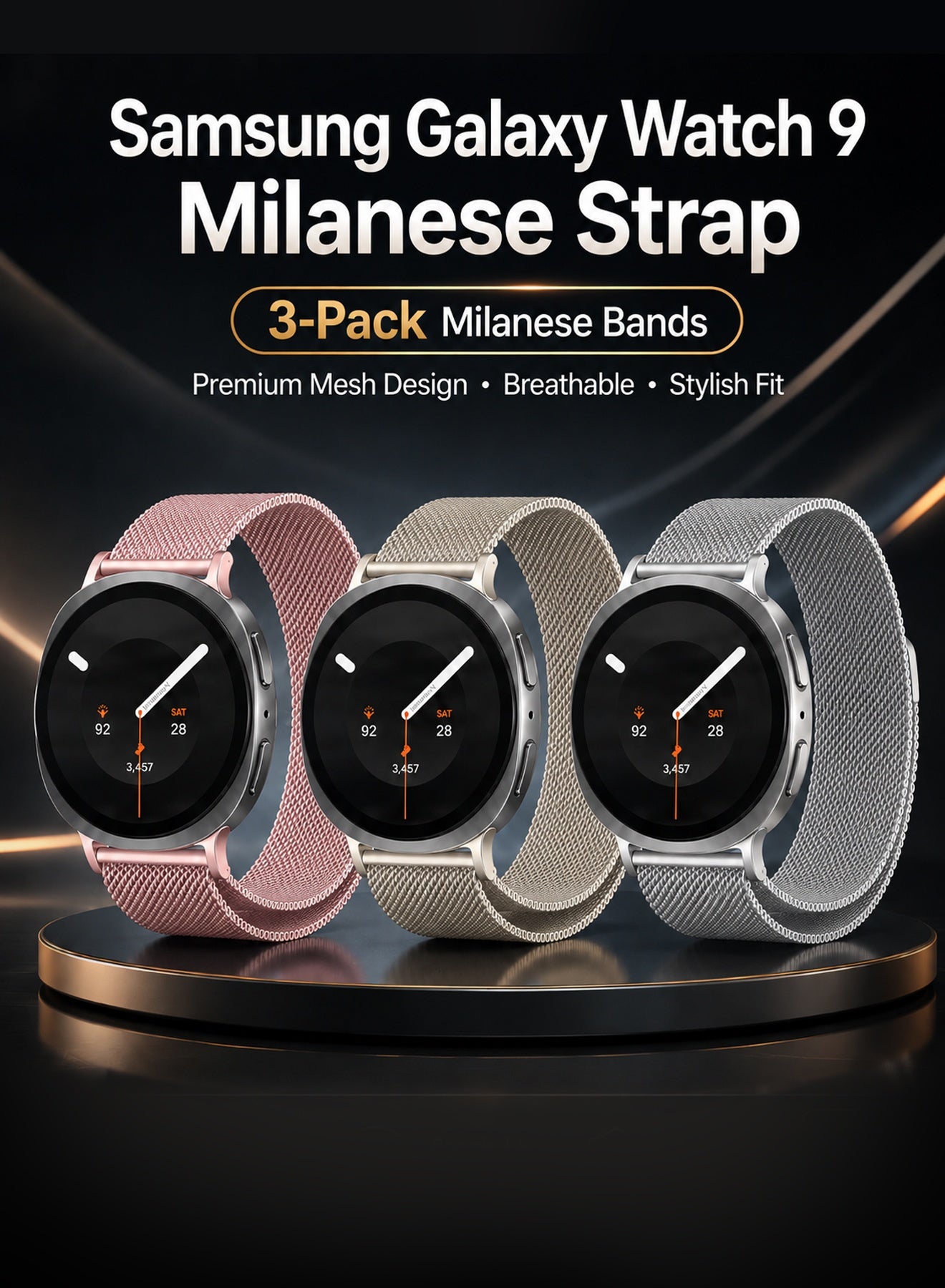 3 PACK Milanese Loop Metal Band for Samsung…