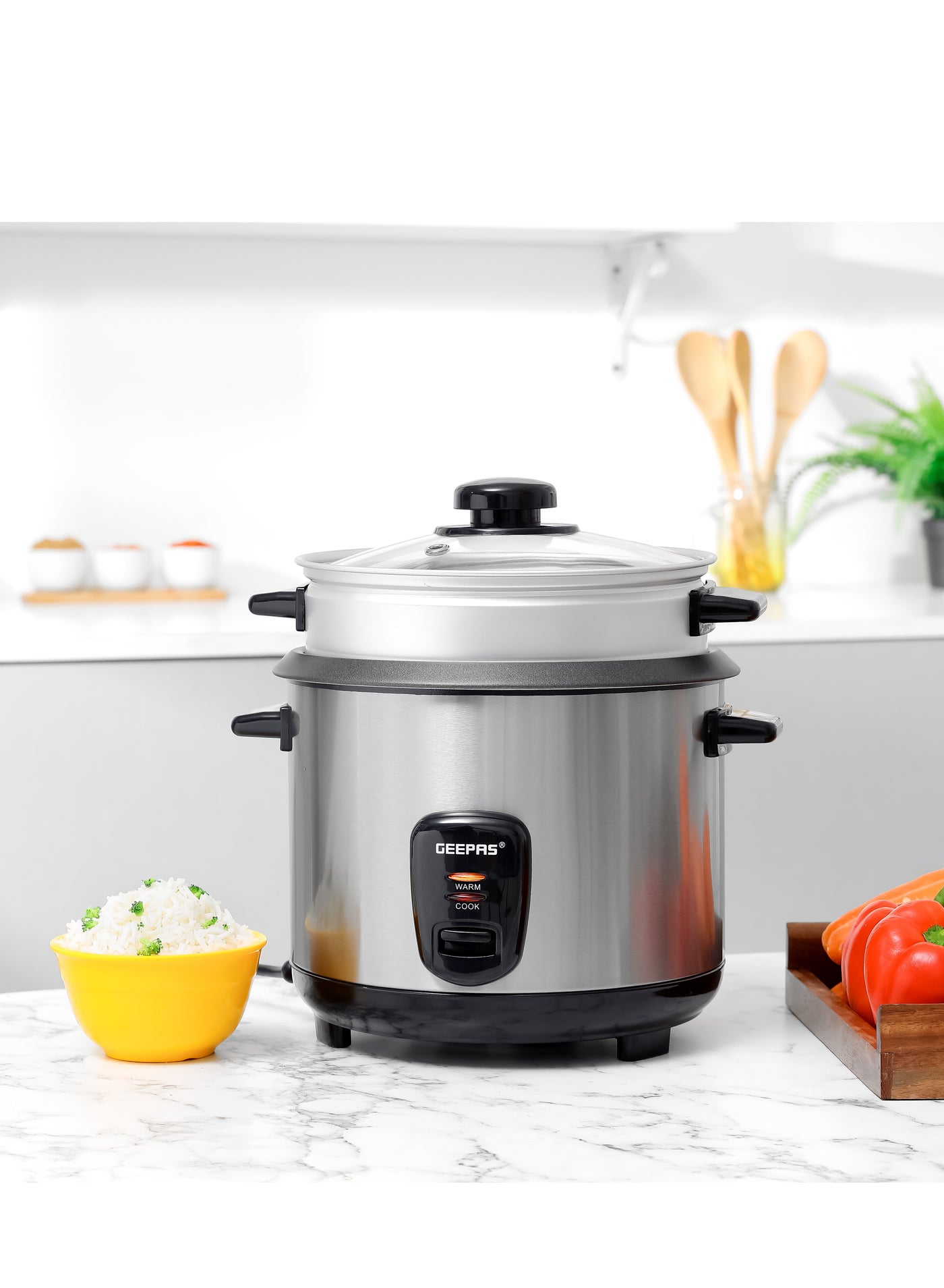 Compare Multifunctional Rice Cooker GRC35041, Removable and NonStick Inner Pot with Cool Touch Handle, 1.8 L 700 W GRC35041 Black & Grey at KSA Price