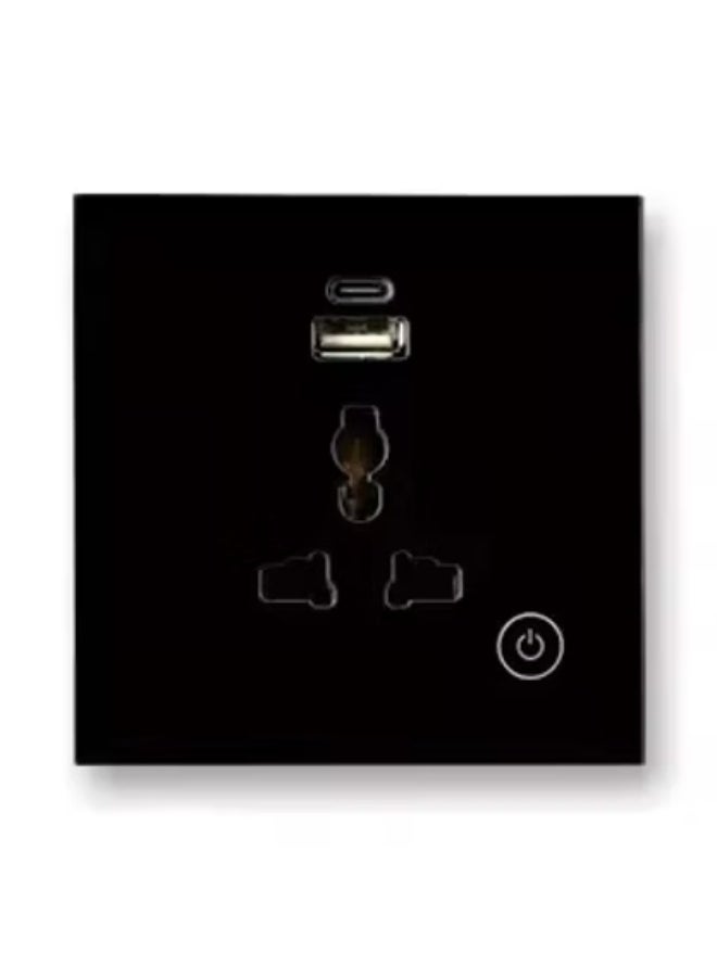 Smart WiFi Wall Socket – 1 Gang (Black) | Tempered…
