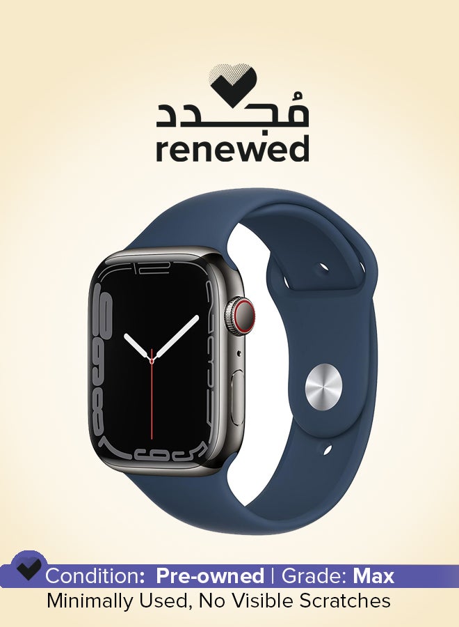 Compare Renewed  Watch Series 7 GPS + Cellular 45mm Graphite Stainless Steel Case With Sport Band Abyss Blue at KSA Price