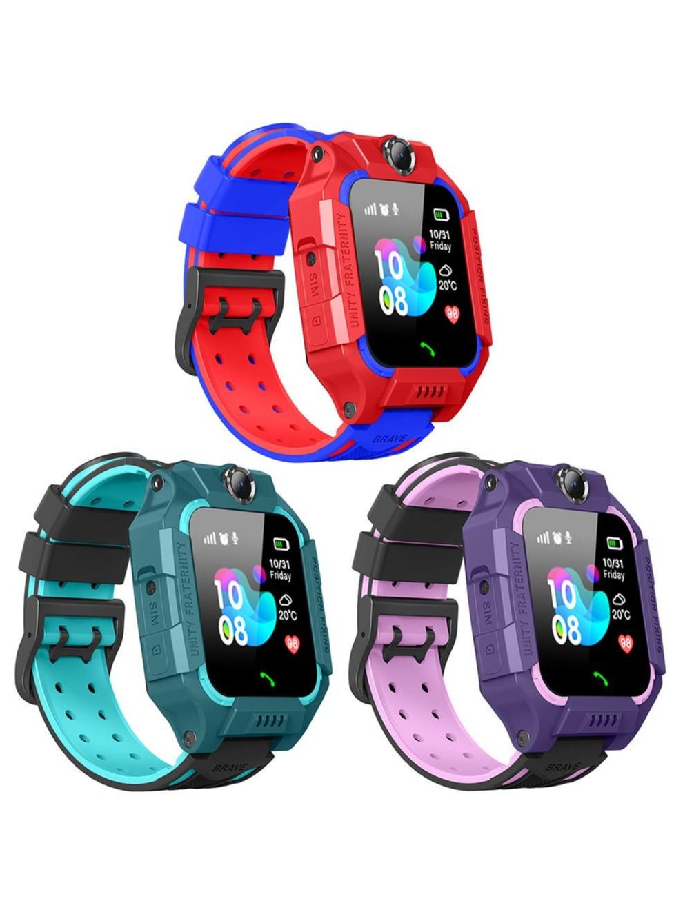 Compare 3 pack Children Smart Watch Imoo GPS Tracker Camera SOS Call Video Location Reminder Antilost Children Smart Watch GSM Waterproof Purple Green.Red at KSA Price