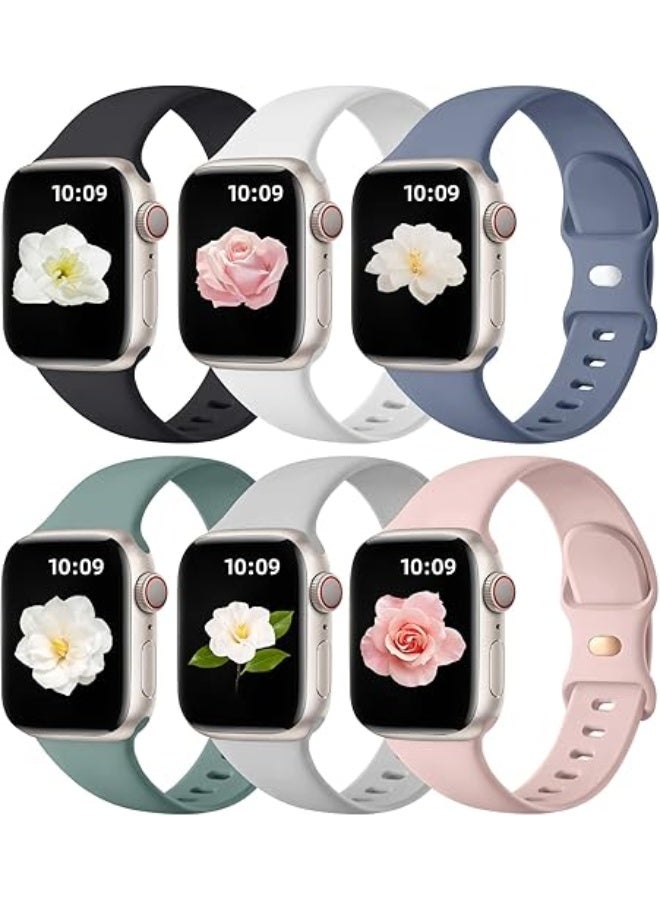 Compare 6 Pack Sport Bands Compatible with Apple Watch Band 38mm 40mm 41mm 42mm 44mm 45mm 49mm,Soft Silicone Waterproof Wristbands Compatible with iWatch Apple Watch Series11 10 8 7 6 5 4 3 2 1（41403842mm（Series 1110）） at KSA Price