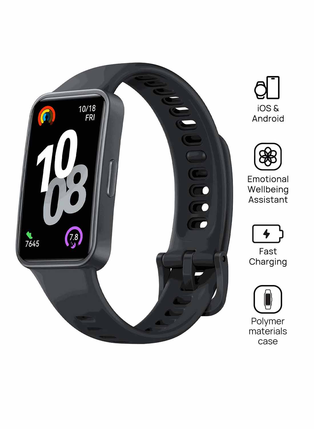 Compare Band 10 Smartwatch, Compatible with iOS Android, Emotional Wellbeing Assistant, Fast Charging And Robust Battery Life, Comfortable Wearing, ProLevel Sleep Analysis, Durable polymer case Black at KSA Price