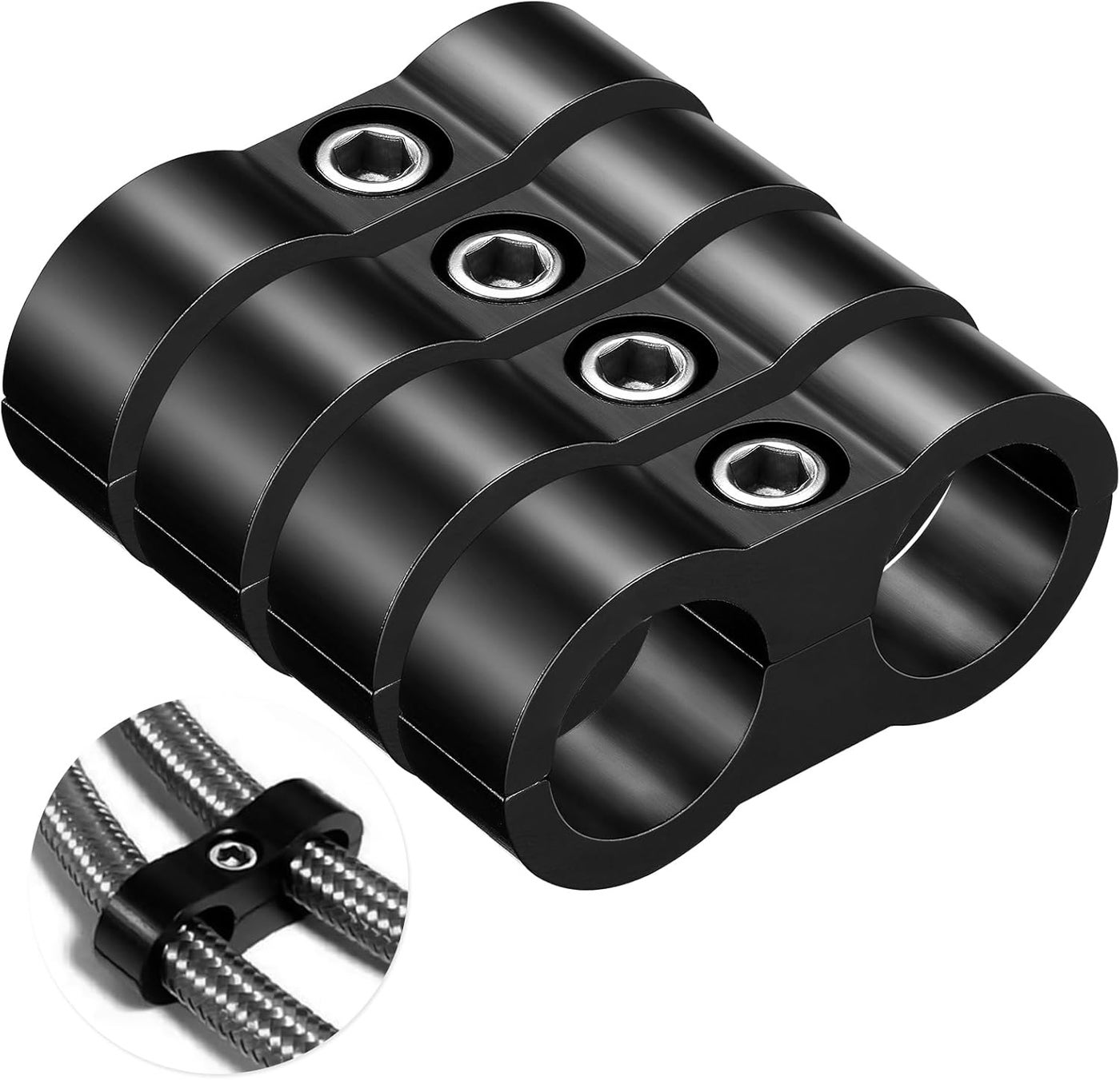 Compare SYKRSS 10AN Hose Separator Clamp  Aluminum Fuel Line Mounting Clamps, 4PcsPack, Black at KSA Price