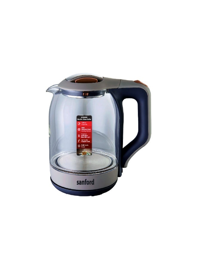 Compare Electric Glass Kettle 1.8L, Borosilicate Glass Body, Stainless Steel Concealed Element, Auto Shutoff, Boil Dry Protection, Blue LED Light, 360° Cordless 1.8 L 1600 W SF3354EK1.8L BS Dark BlueGrey at KSA Price