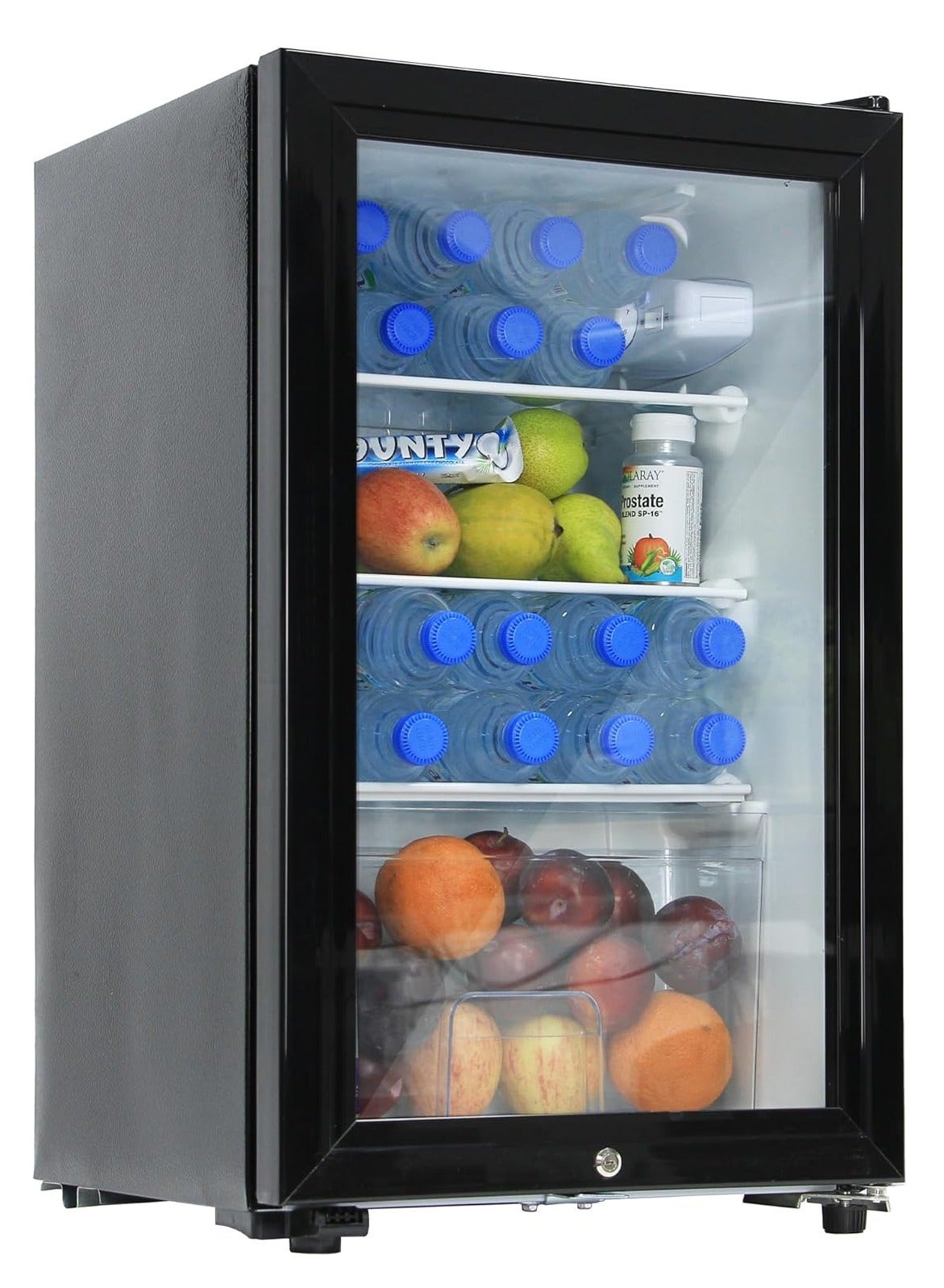 Compare 62L Refrigerator with Key Lock Glass Door, AC 220V Beverage Fridge Cooler for Food Drinks Skincare Great for Home Office Hotel at KSA Price