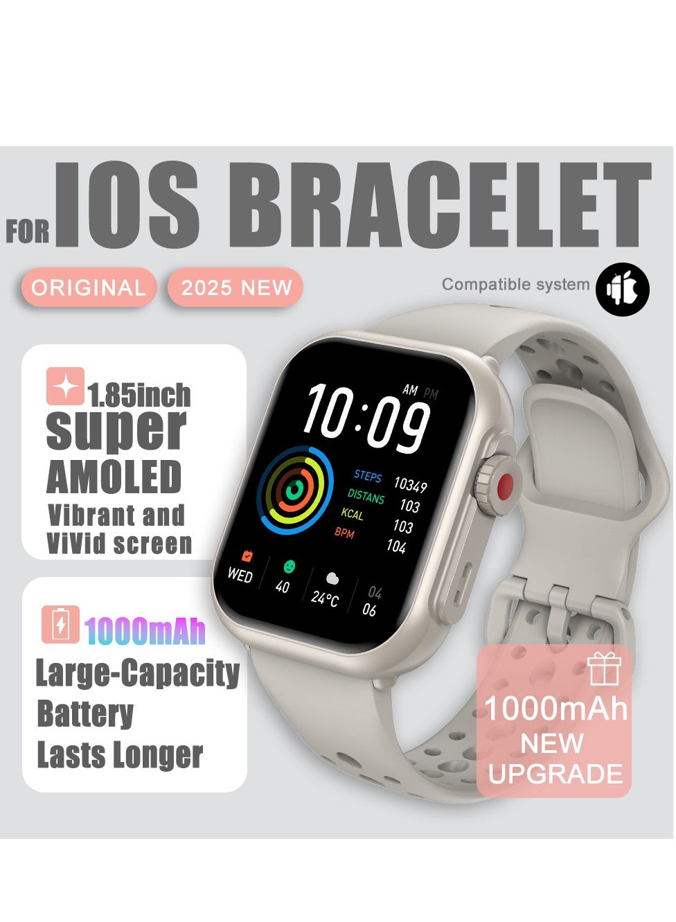 Compare Smart Watch for Men Women, 1000mAh Battery 100Day Standby Time, 1.85 HD Screen Fitness Tracker, 110+ Sport Modes, IP68 Waterproof, Heart RateSleep Monitor, Fitness Watch for AndroidiOS at KSA Price