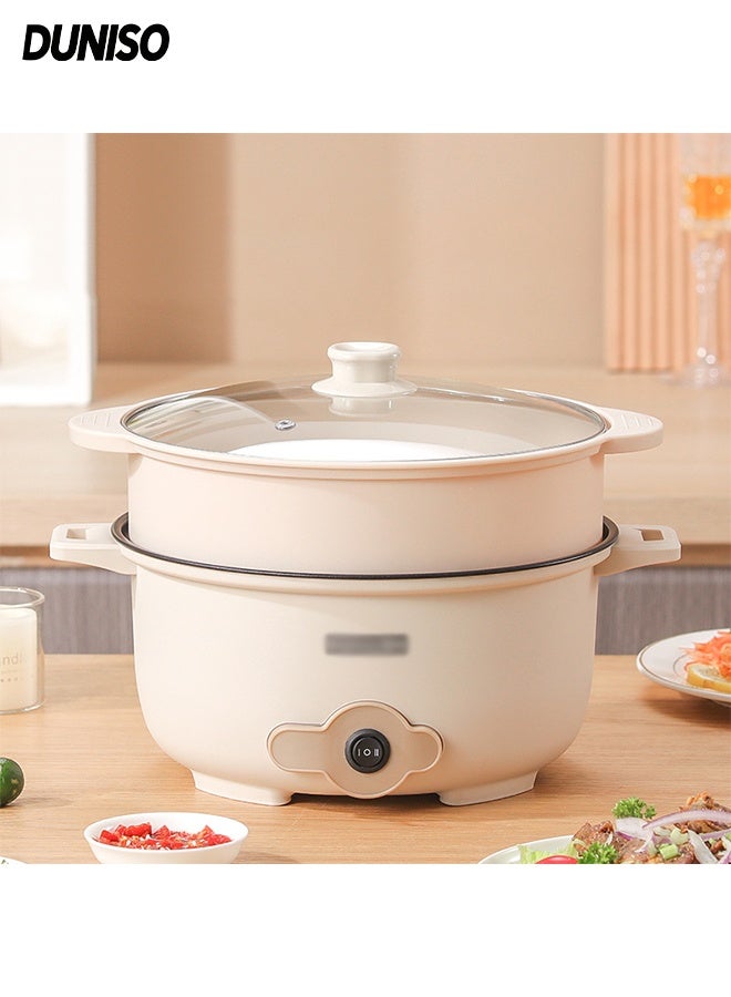 Compare 3L Stainless Steel mini Electric Hot Pot ，Quick Heating ，Nonstick Pot Dual Power Multifunctional Electric Cooker , portable travel cooker suitable for frying steaks and eggs and boiling soup at KSA Price