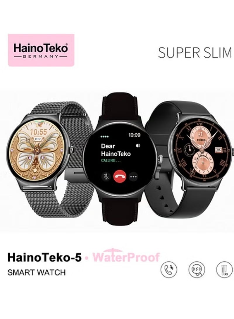 Compare Super Slim Smartwatch with Round AMOLED Display, Waterproof Fitness Tracker, AI Voice Assistance, Heart Rate Monitor, Sleep & Step Tracking, 3 Stylish Strap Options for Women, Lightweight Design, Compatible with Android & iOS, at KSA Price
