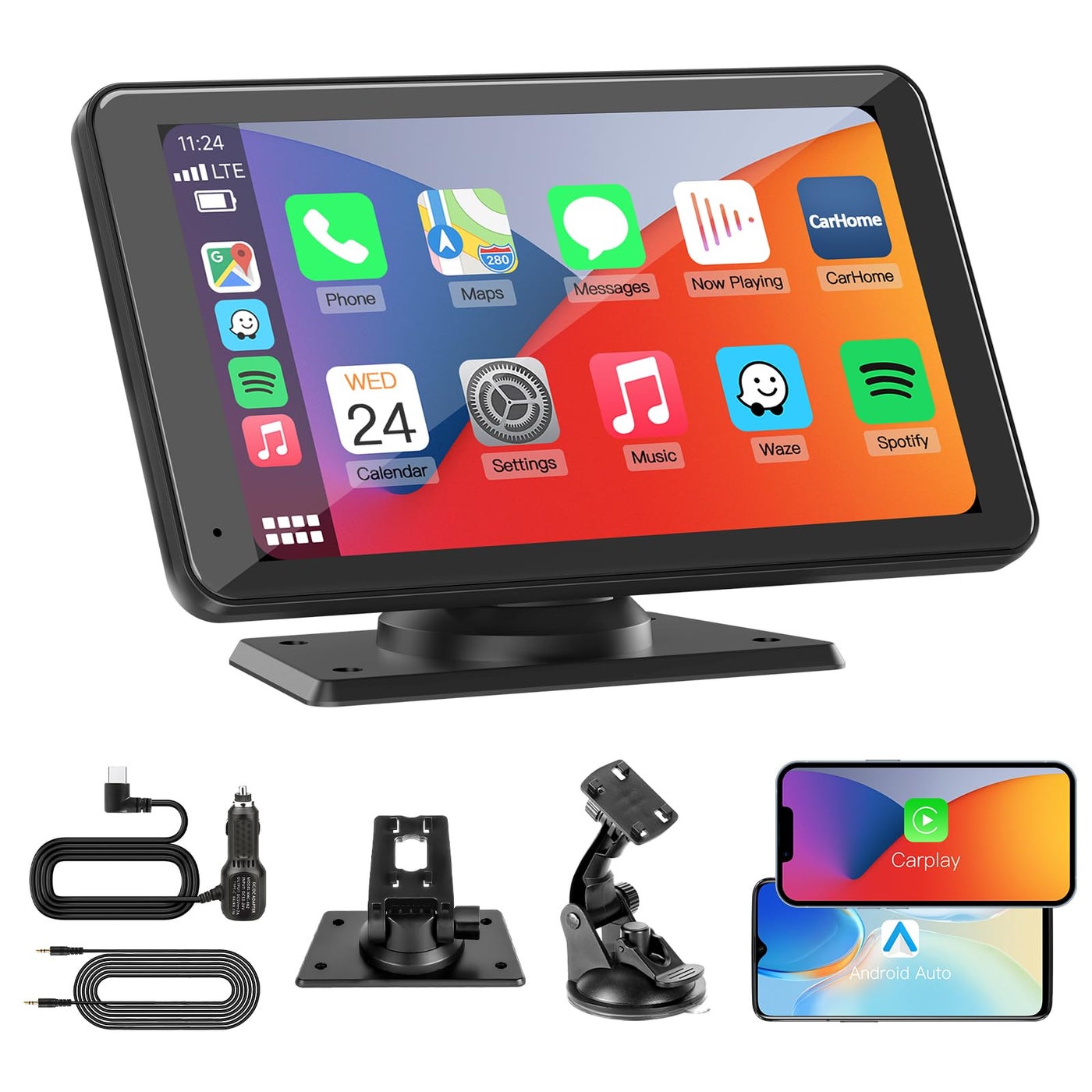 KAXRUO Portable Wireless CarPlay Android Auto Screen…