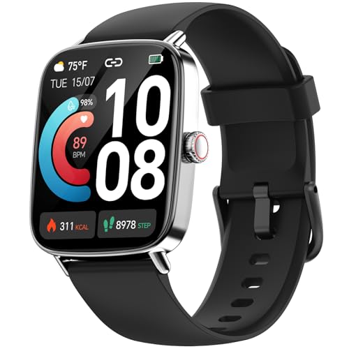 Compare Smart Watch for Men Women 185 46mm Smartwatch Compatible iPhoneSamsungAndroid AnswerMake Calls 100 Sport Modes Fitness Tracker with Heart RateSleepSpO2 Monitor IP68 Waterproof 2 Bands at KSA Price
