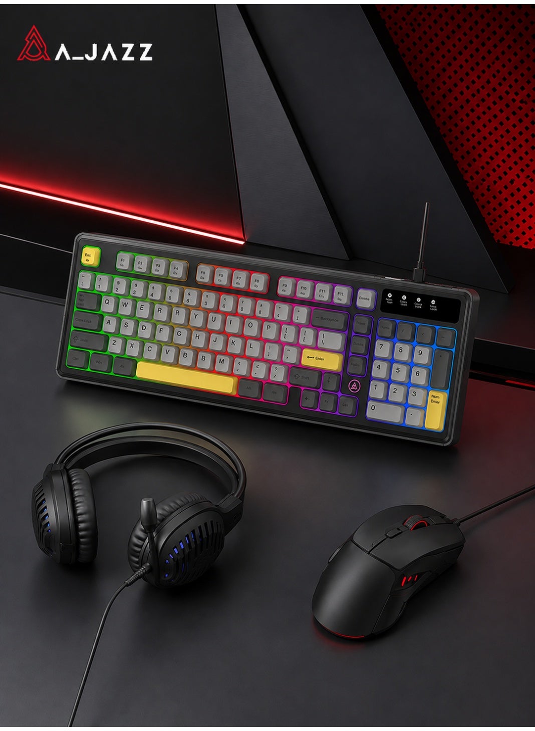 Compare AT120 Gaming Trio: OverEar Gaming Headset + Mechanical Touch Keyboard + HighDPI Mouse—Zero Latency for Work and Gaming, Perfect for Home Use—A Complete Set of Desktop Peripherals at KSA Price