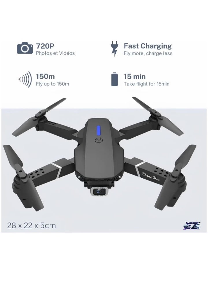 Compare E88 Drone with HD Camera – Foldable, WiFi Live Photo & Video, Black, Remote Control with Screen – Ideal for Kids & Adults, Compact and Easy to Use for Outdoor Adventures and Aerial Photography at KSA Price
