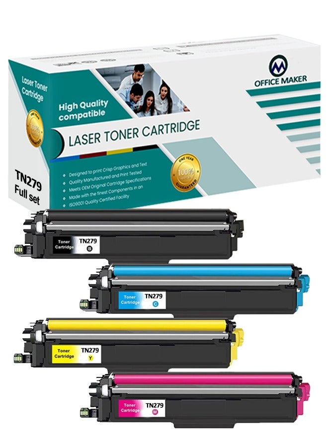 Compare TN279 Compatible Toner Cartridge For Brother HLL3280CDW, DCPL3520CDW, DCPL3560CDW, MFCL3720CDW, MFCL3760CDW Black Cyan Yellow Magenta 4 COLOR SET at KSA Price