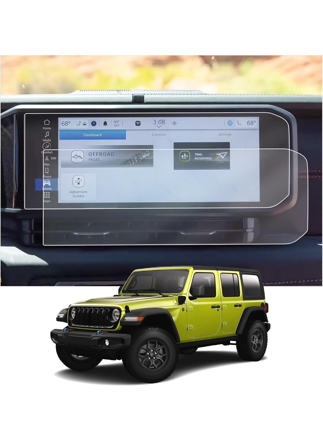 Compare Compatible for 2 Pack 12.3In 2024 2025 2026 Jeep Wrangler JL Screen Protector Jeep Wrangler JL Accessories for Rubicon 4XE Sahara Sport S Willys Sport, AntiScratch HD Clear at KSA Price