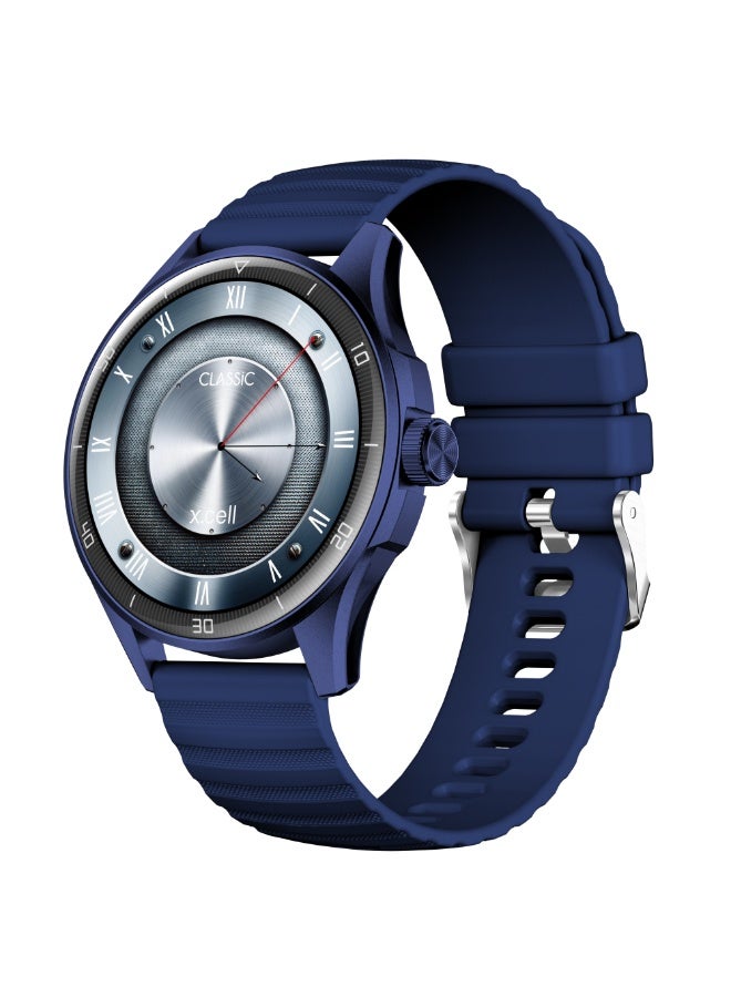 Compare Xcell Classic6 Smartwatch, 1.43 AMOLED Display, Bluetooth Calling, 2 Premium Straps, HeartRateBPSpO?, Multi Language, IP68, 7Day Battery, iOSAndroid CompatibleBlue Frame with Blue Strap at KSA Price