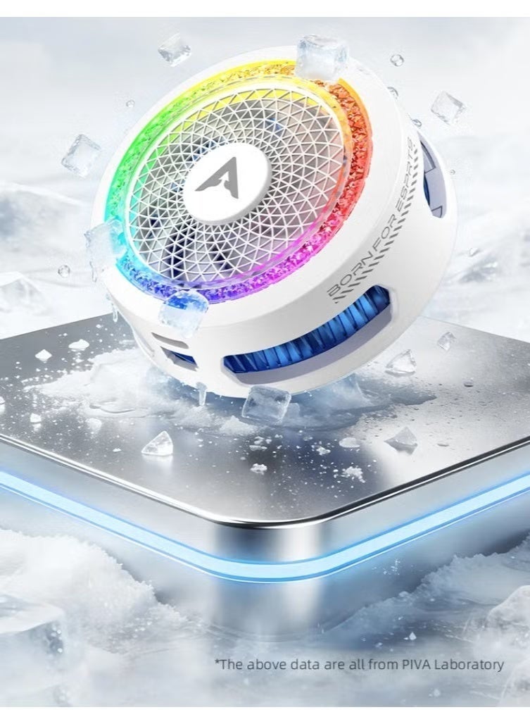 Compare PIVA B3 25W Mobile Phone Cooling Fan with Colorful LED Lights, Semiconductor Mobile Phone Cooler with Rotating Magnetic Clip for PUBG Games at KSA Price
