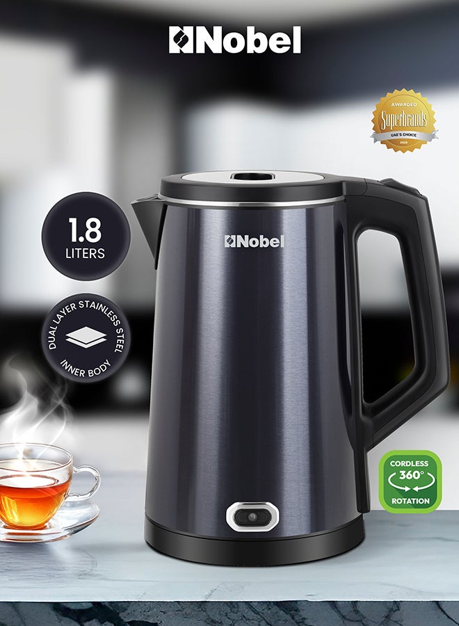 Compare Electric Kettle 1.8L Stainless Steel Body with Dark Blue Finish, 1500W Fast Boil, 360° Rotational Base, AntiDry Protection, Stainless Steel Inner Lid – 1 Year Warranty 1.8 L 1500 W NK186B blue at KSA Price