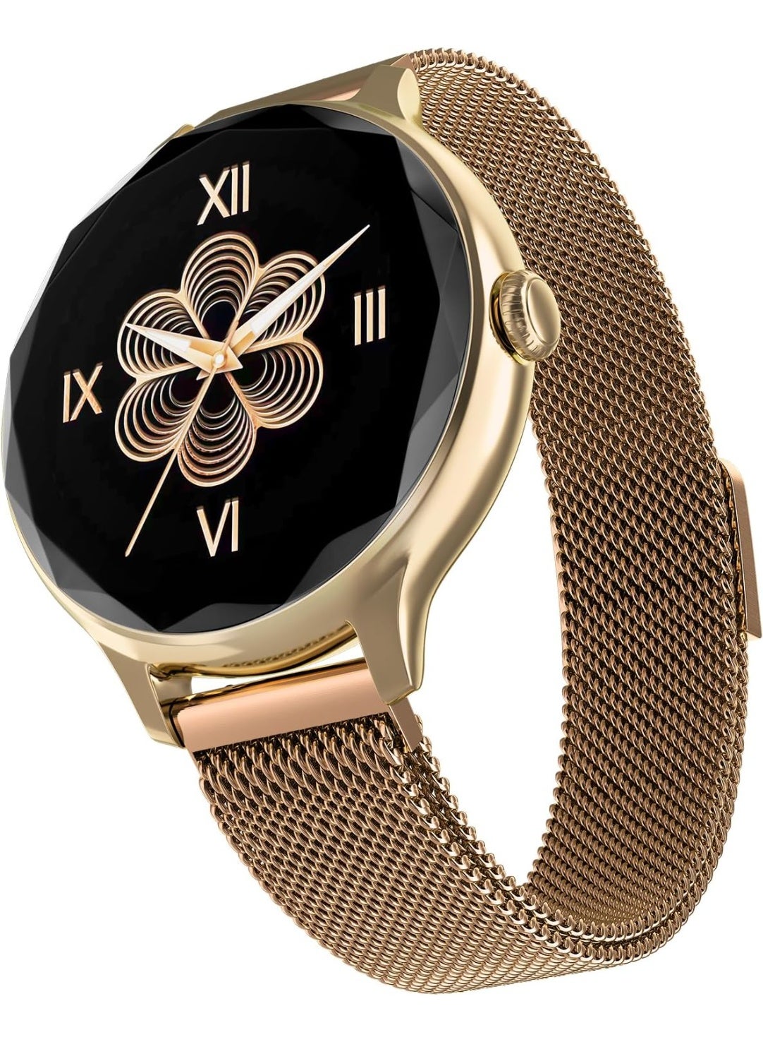 Compare Diva Smartwach for Women with AI Voice Assistant, 100+ Watchfaces, Sleep Tracker, Female Cycle Tracking, BT Calling, AMOLED Display, Water & Dust Resistant Gold Link at KSA Price