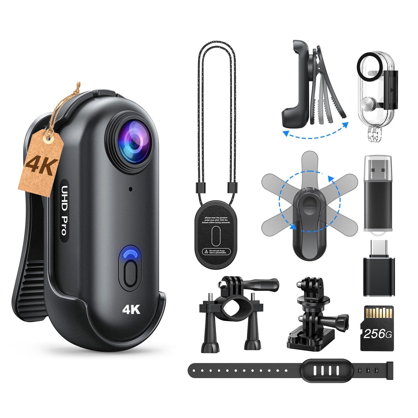 Compare BOBLOV W4 4K Mini Body Camera, 256G Wearable Cam with Waterproof Case, Magnetic Clip, and QuickMount Accessories, 96 Minutes for Recording, Easy to Use for Lecture, Traveling, and Outdoors Activities at KSA Price